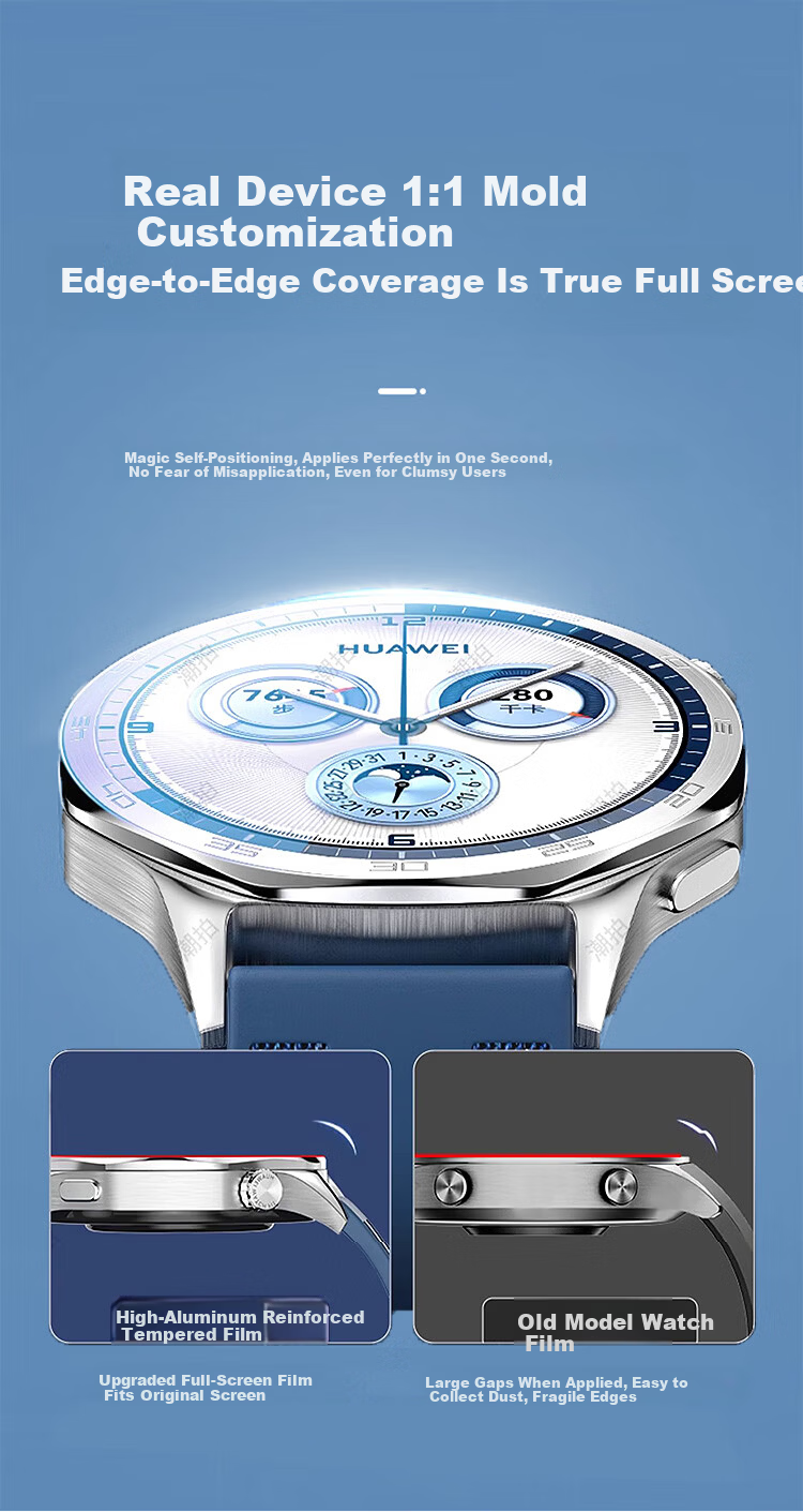 MSSM Instant Adhesive Tool 2-Pack for Huawei Watch GT5/4/3 Screen Protector Tempered Glass Film Full Coverage for GT5 46mm 6