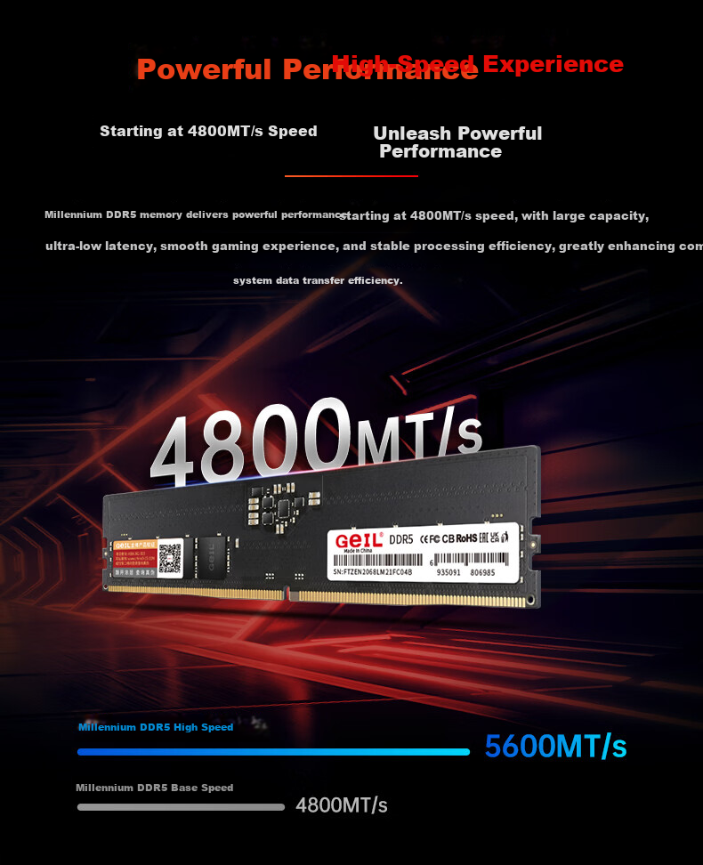 GEIL Jinbang 32GB DDR5-4800 Desktop RAM Millennium Series Low Voltage Brand Computer Expansion Memory Module 2