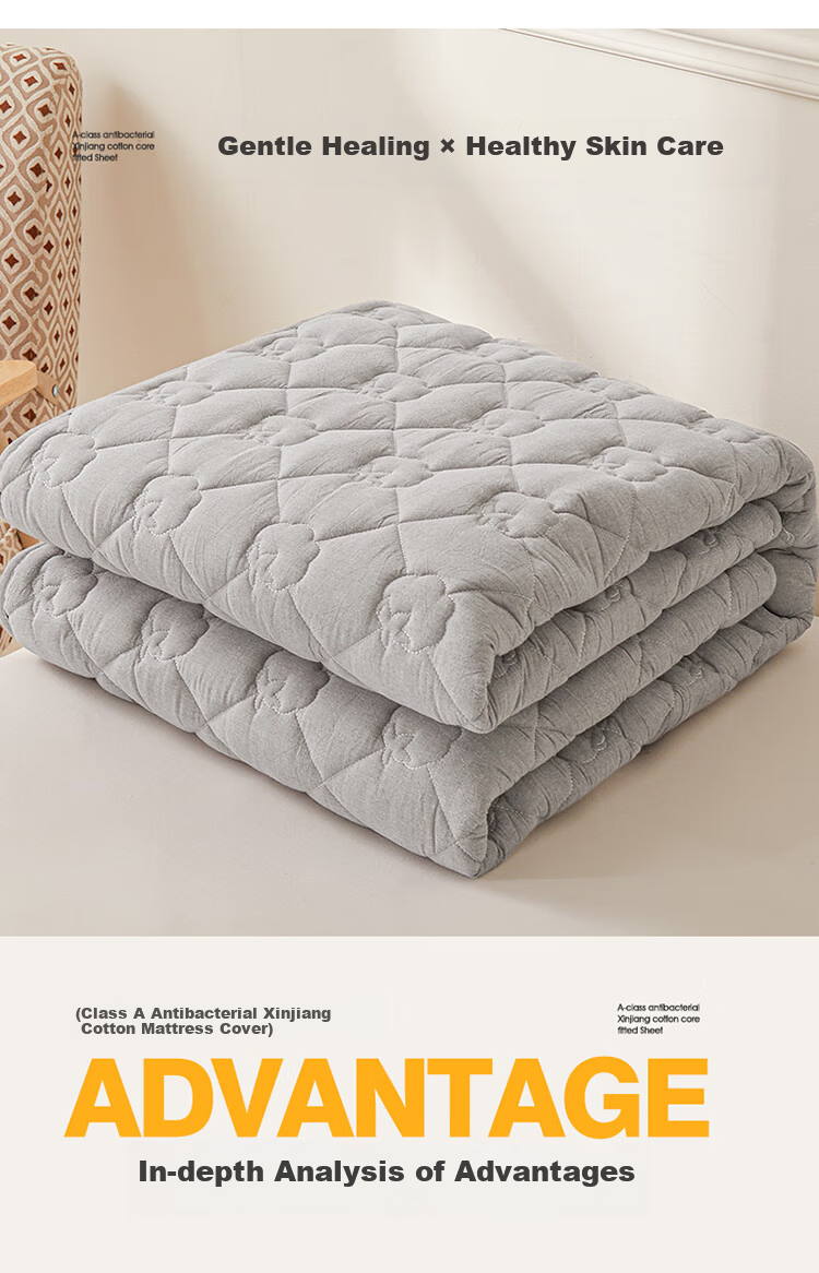 Hodo Class A 100% Xinjiang Cotton Pure Cotton Fitted Sheet 1.5x2m Mattress Protector Winter Quilted Bed Cover Elegant Gray 6