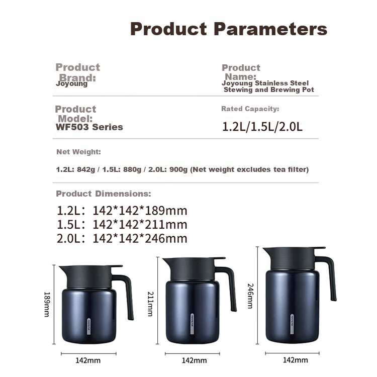 Joyoung Master Series 2000mL Insulated Teapot Thermal Kettle Home Use 13