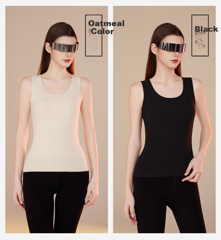 JOAE Women's 2-Piece Wool and Silk Thermal Vest Autumn Winter Seamless Base Layer German Velvet Underwear Vest 13