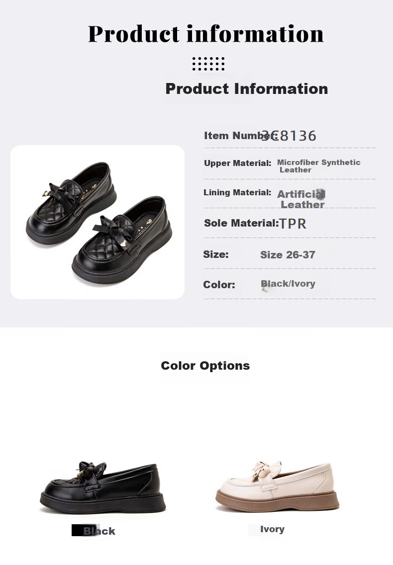 Fulomi Girls' Leather Shoes Little Chanel Style Soft Sole Princess Flats Children's Black Fashion Performance Shoes Black Size 31 3