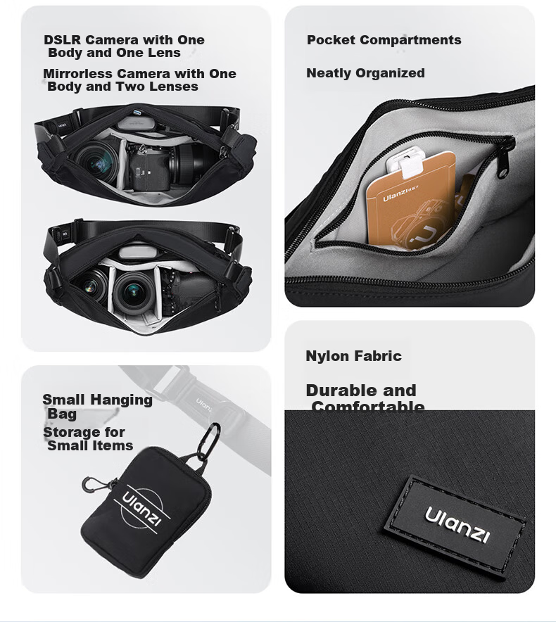 Ulanzi Half-Moon Crossbody Shoulder Camera Bag (Off-White) Portable Mirrorless Photography Backpack Casual Video Bag Digital Storage Bag for Canon Sony Nikon Cameras 3