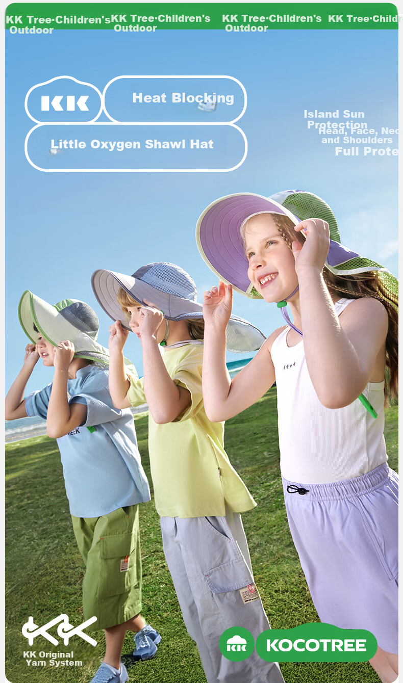 Kocotreekk Kids Sun Protection Hat Large Brim Boys Girls UV Protection Sunshade Hat with Neck Flap 3