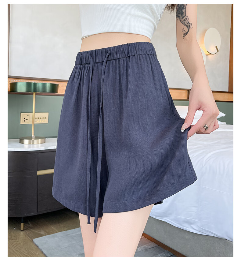 Langsha Women's Linen Summer Shorts High Waist Breathable Loose Casual Wide Leg Knee-Length Shorts 22