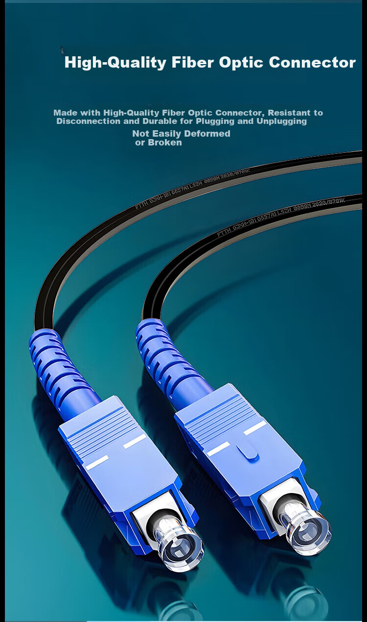 HAILE Optical Fiber Extension Cable, Telecom Grade, Single Mode Single Core 1 Core 3 Steel Wire SC-SC Pigtail Jumper, Outdoor Indoor Cable 60 Meters GJYXCH-2SC Black 4