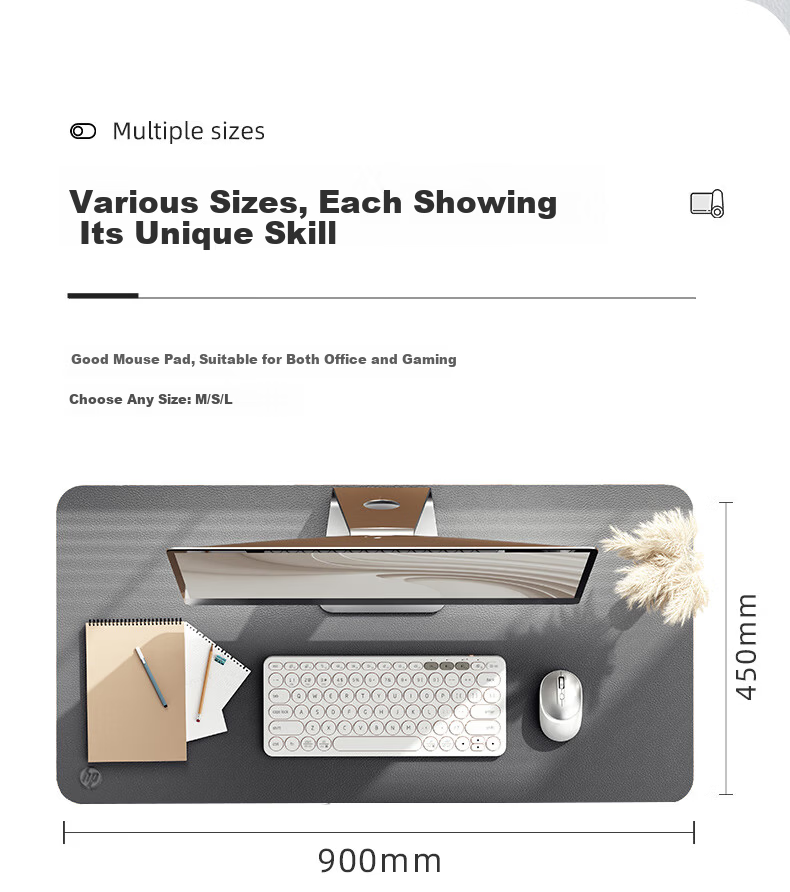 HP MP231 Extra Large PU Leather Waterproof Gaming Office Mouse Pad Dark Gray Extra Large 11