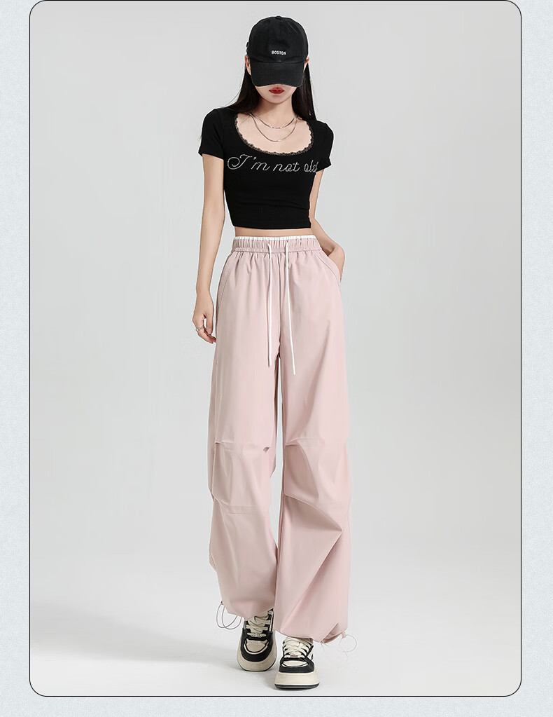 Borui Women's Summer Lightweight Ice-Feel American Work Pants Cool Paratrooper Outdoor Workwear Casual Straight-Leg Wide-Leg Pants 22