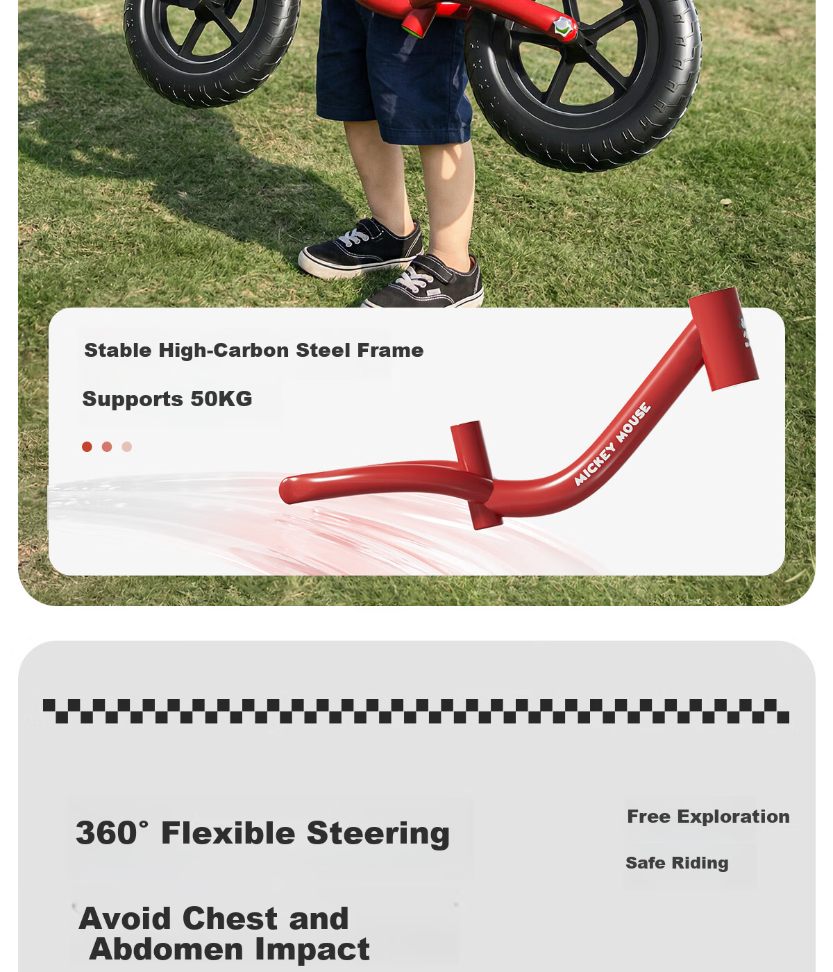 Disney Kids Balance Bike 12-inch Toddler Walker Scooter Toy for Ages 1-3-6 Years Birthday Gift 12