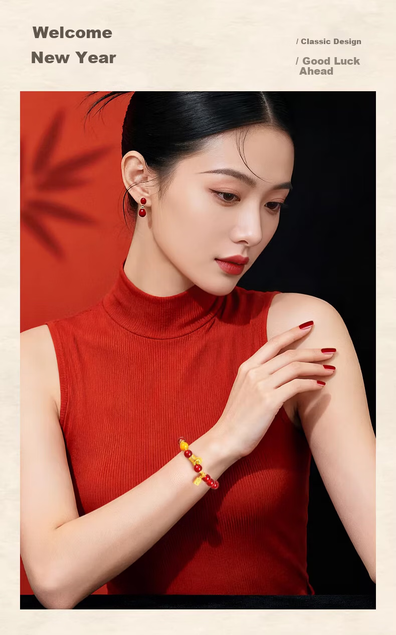 Chow Tai Fook Natural Red Agate Bracelet for Women Wealth Bracelet Zodiac Year Birthday Gift for Girlfriend 5