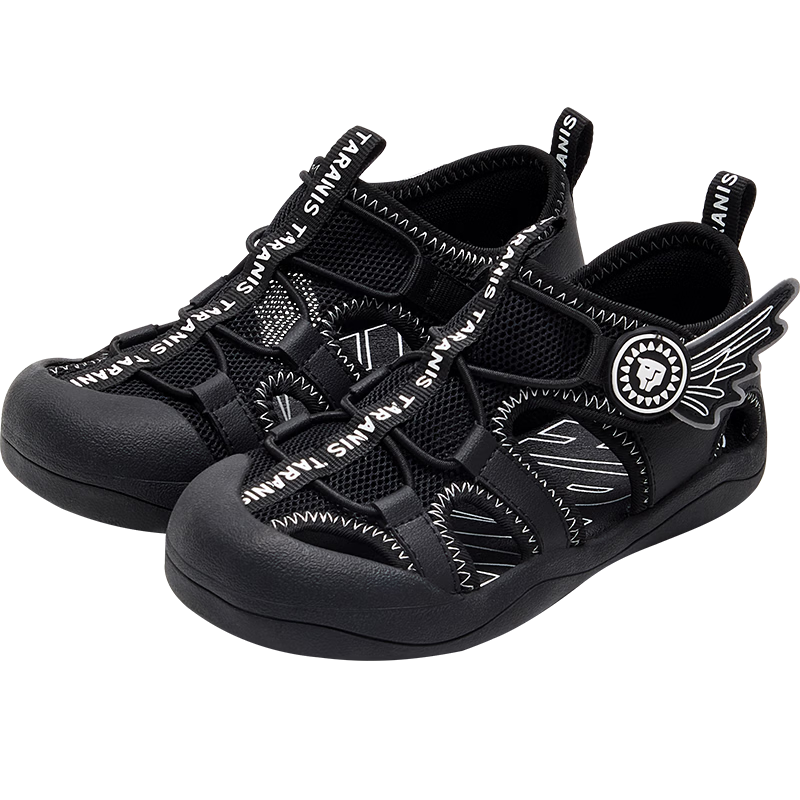 TARANIS Kids Summer Sandals Toddler Boys Closed-Toe Anti-Kick Beach Outdoor Camping Water Shoes Black Size 27