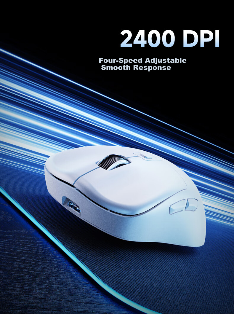 AOC MS400 Wireless Bluetooth Dual-Mode Mouse RGB Gaming Mouse Rechargeable Portable Laptop Mouse Light Blue White 6