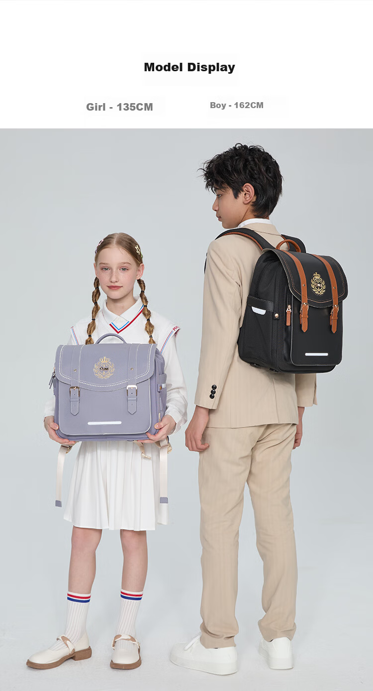 9UM School Backpack for Elementary Students Grades 1-3-6 Boys Girls Lightweight Air Cushion Children's Cambridge Bag Black Gold 18L 19