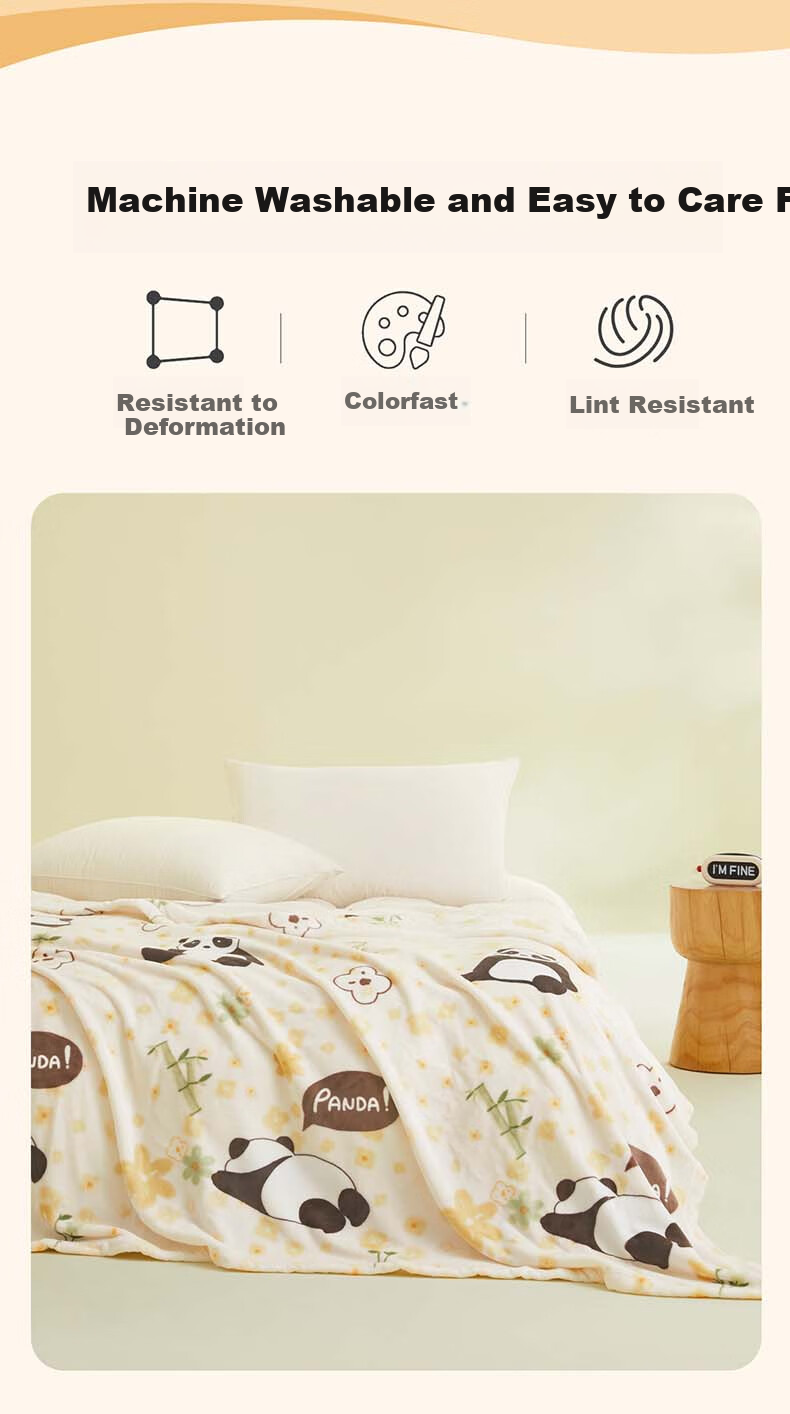 BEYOND Home Textile Flannel Coral Fleece Blanket Thin Throw Blanket Air Conditioning Blanket Small Bear (Yellow) 150*200cm 14