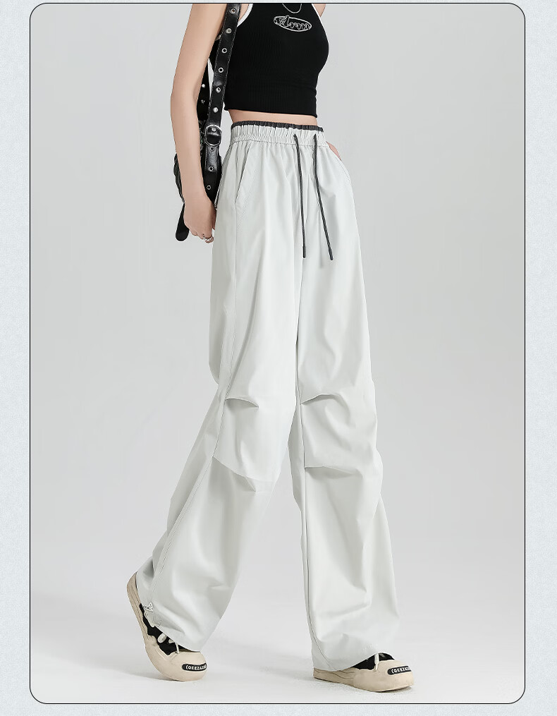 Borui Women's Summer Lightweight Ice-Feel American Work Pants Cool Paratrooper Outdoor Workwear Casual Straight-Leg Wide-Leg Pants 20