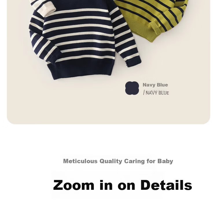 Ciciibear Boys' Sweater Autumn Winter Thickened Half Turtleneck Baby Striped Knitwear Children's Clothing 7