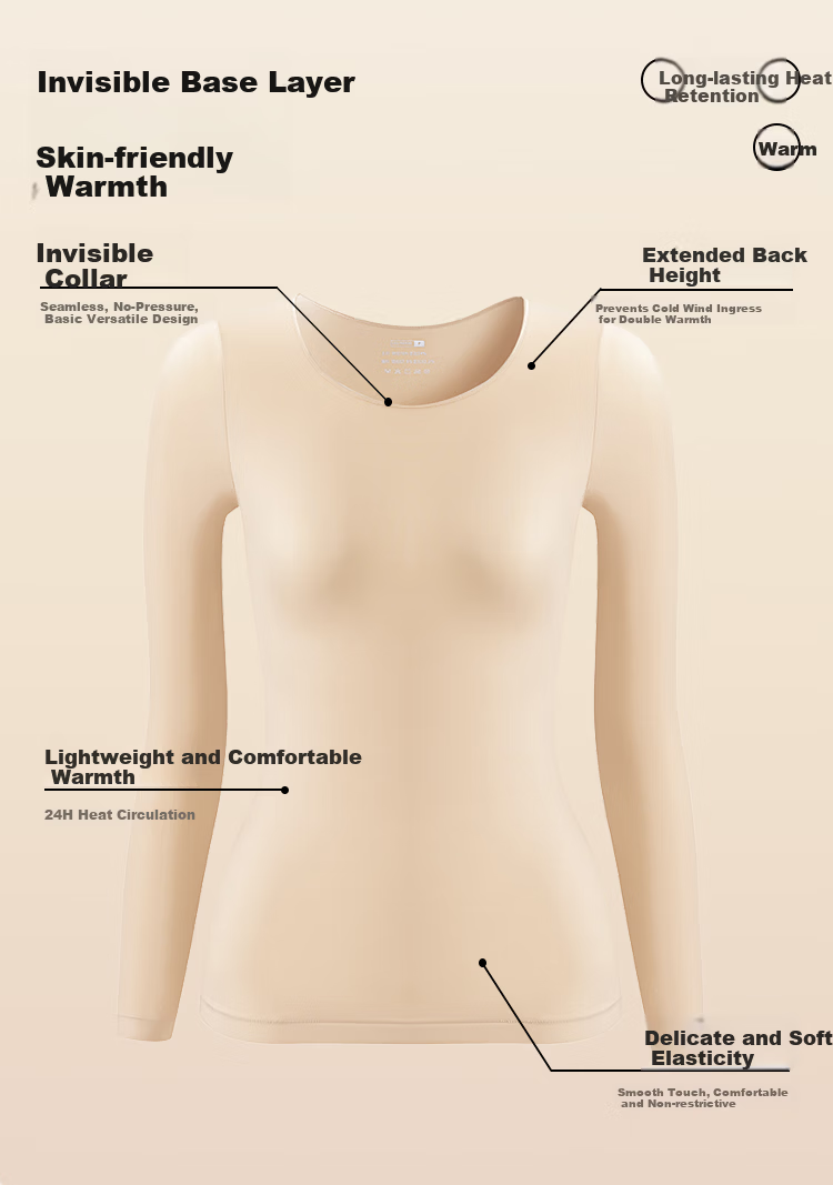 GUJIN Invisible Skin-Friendly Slim Anti-Static Thermal Underwear Set for Women Thin Base Layer Autumn Top and Bottom 5