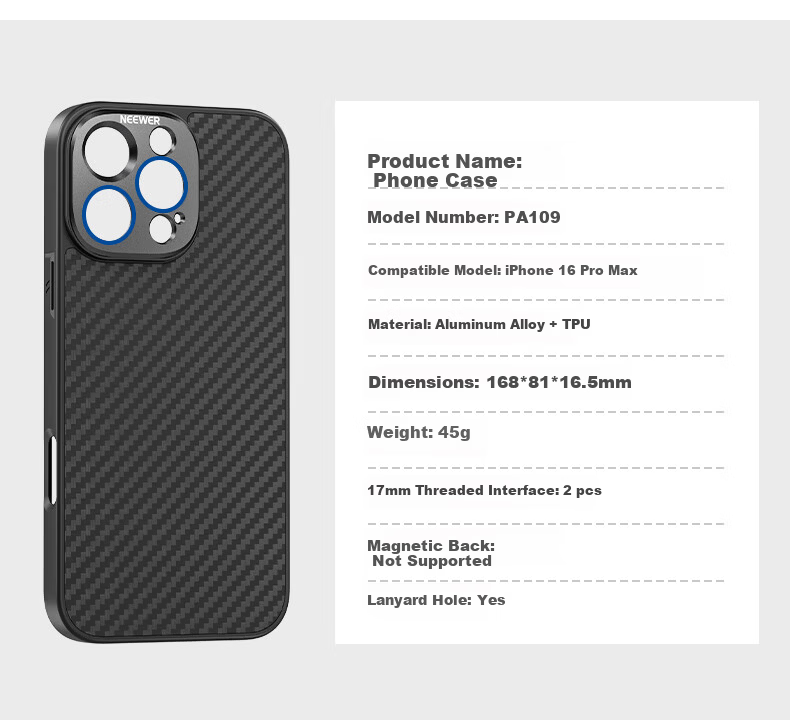 NEEWER Full Coverage Lens Protection Case for Xiaomi 15 Ultra, Shockproof Protective Cover, Simple Solid Black, Unisex 12