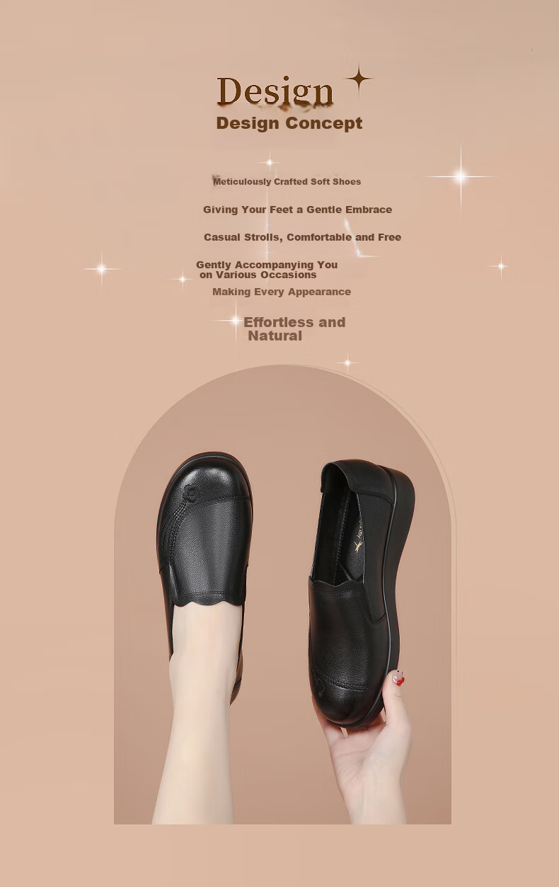 RED DRAGONFLY Elderly Women's Shoes Middle-aged Flat Soft Sole Leather Shoes WTB341881 Black Size 38 1