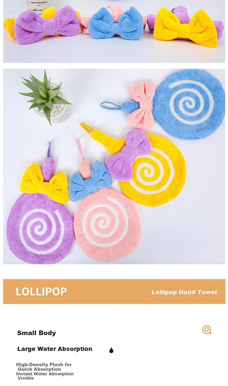 Grace Hanging Colorful Lollipop Hand Towels Multipurpose Small Towels for Bathroom Kitchen 4-Pack Sports 4