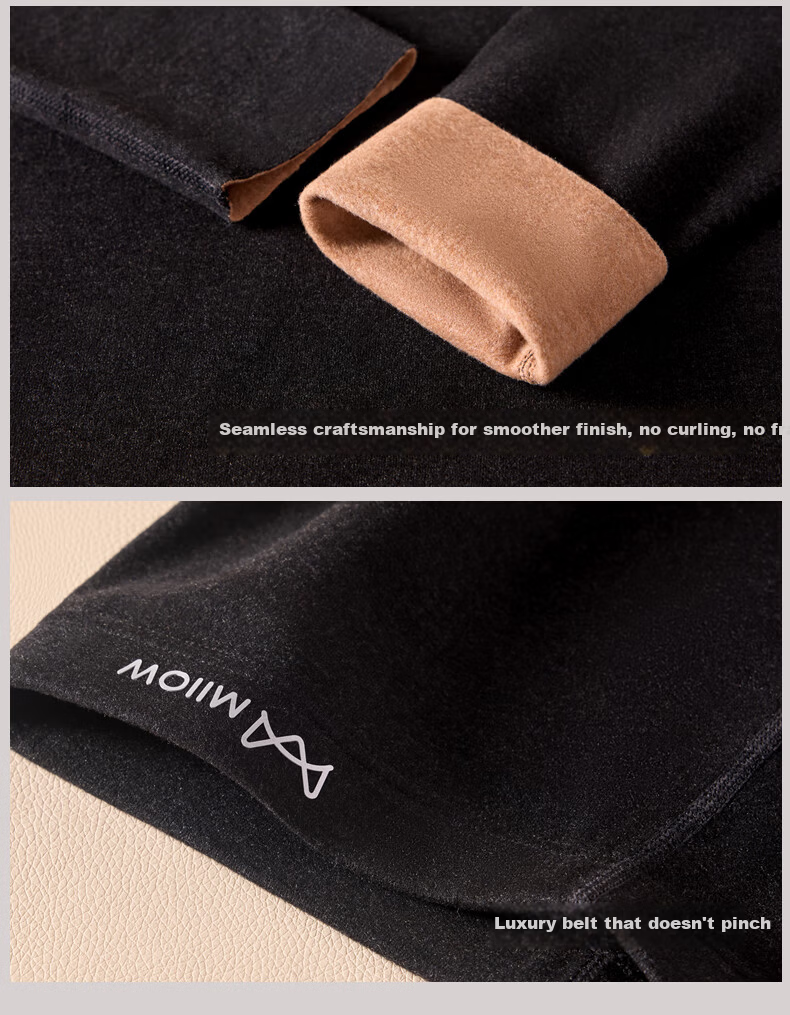 MiiOW Women's Thermal Underwear Set Double-Sided Velvet Heat Seamless Autumn Top and Bottom Camel Velvet Silk Winter Base Layer 17