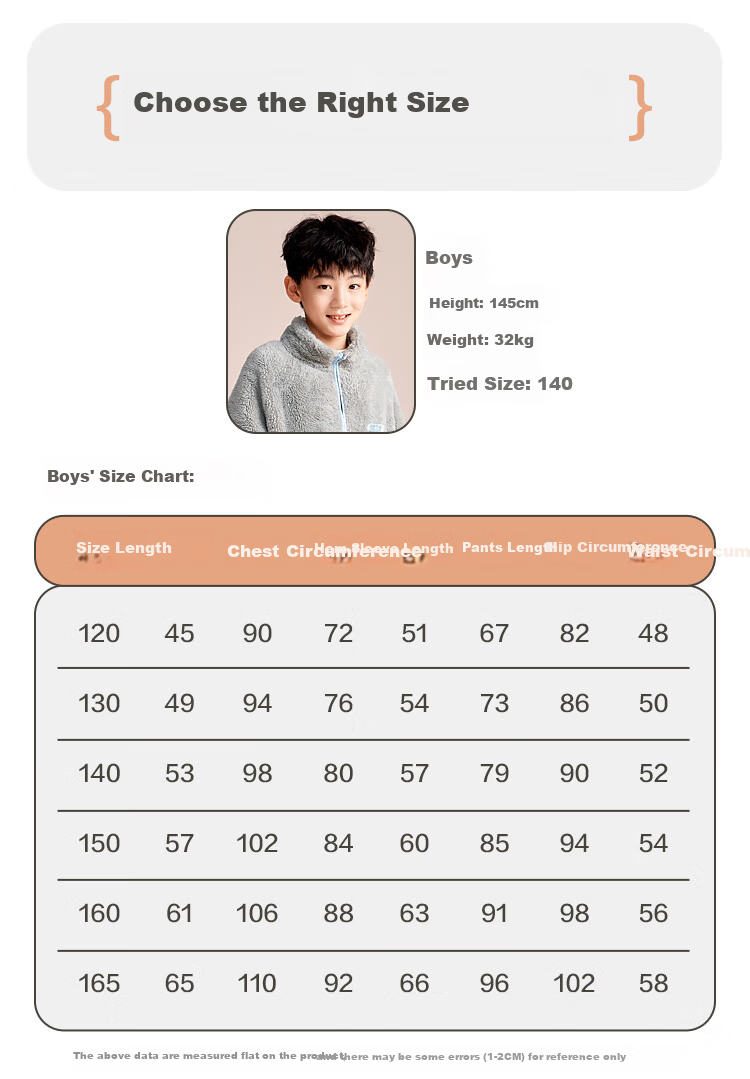 Hodohome Girls' Antibacterial and Anti-Mite Fleece Thickened Far-Infrared Warm Bubble Fleece Stand Collar Pajamas 702 Size 140 13