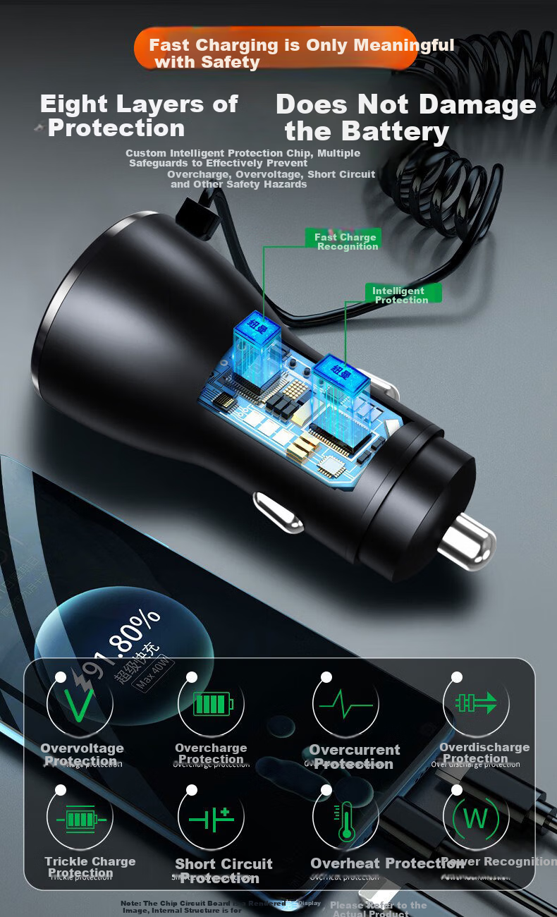 Newmine Super Fast Car Charger Bluetooth Cigarette Lighter Adapter with Retractable Cable Dual USB 2026 New Model Compatible with Apple 8-17 Series + Huawei Xiaomi 7