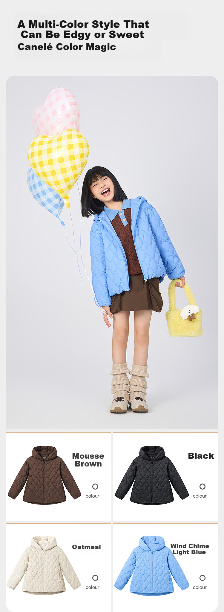 BOSIDENG Spring Autumn Down Jacket Unisex Kids 5A Antibacterial Four-Proof Fabric Loose Short Lightweight Hooded Coat 3