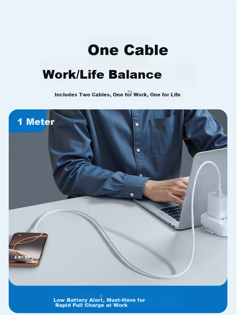 Dual-Head Type-C 240W Fast Charging Cable for Apple iPhone 17/16/15, Huawei, Honor, Xiaomi Realme Tablets, MacBook Laptop 2m 7