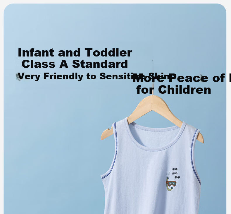 Dingguagua Boys' Cotton Breathable Vest 2-Pack Sleeveless Undershirts Belly Protection Spring Autumn White+Blue 160 6