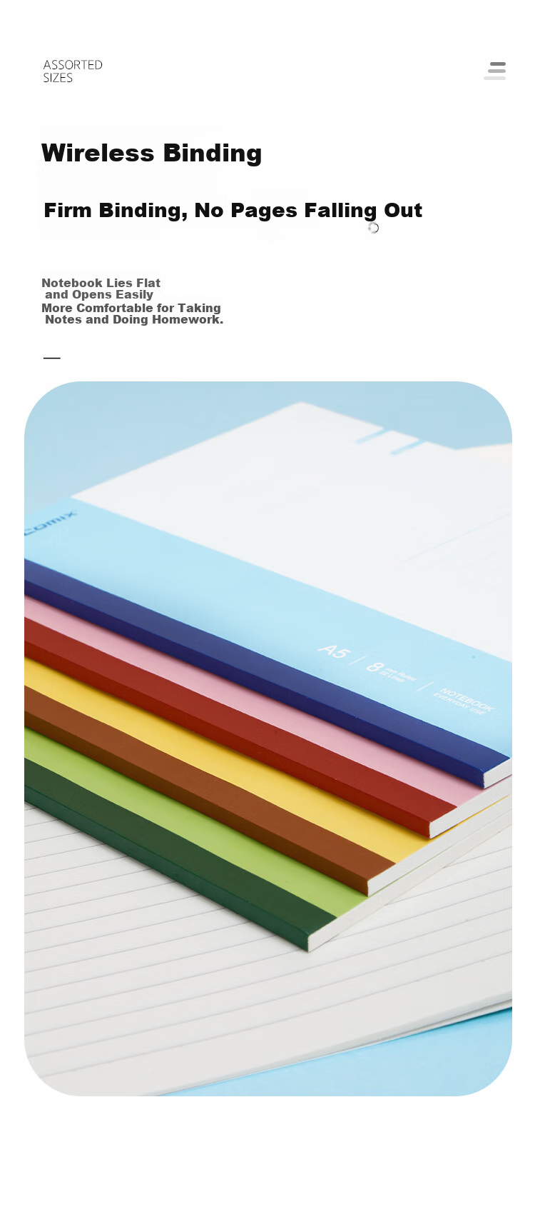 COMIX A5/58 Sheets/3 Books, Wirebound Soft Cover Notebook, Meeting Notebook, Soft Cover Study And Homework Book/work Journal, Fashionable Office EC7653-3 with 6