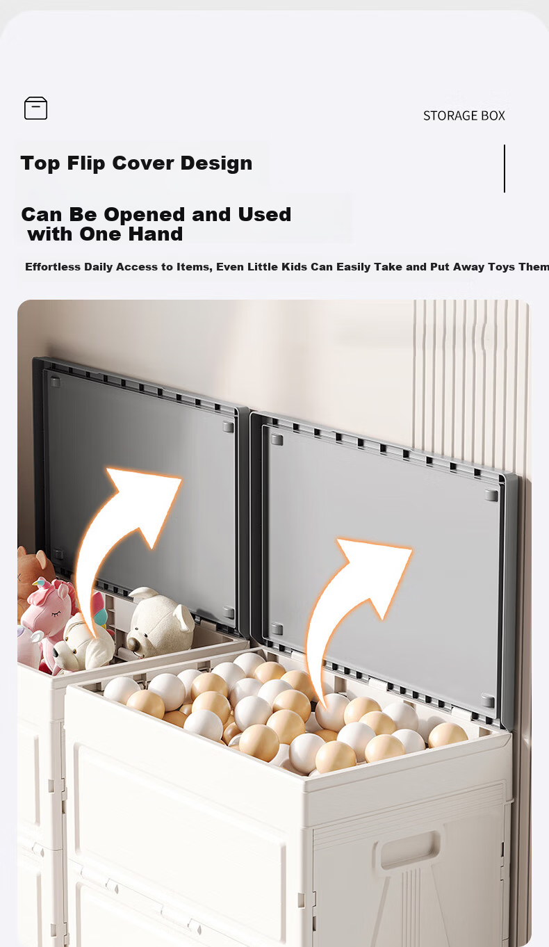 40,000 KM Large Capacity Clothes Storage Box Household Organizer Flip-Top Extra Large Storage Cabinet Clothing Organizer Toy Storage Box 4