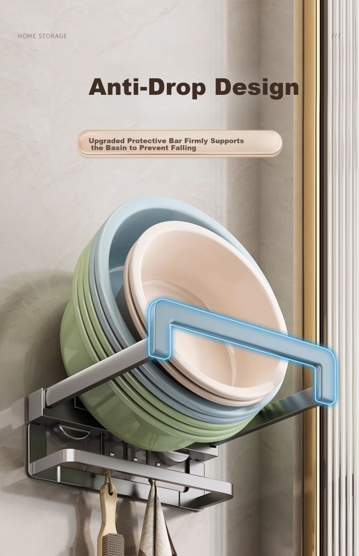 Youqin Suction Cup Basin Storage Rack No Drilling Bathroom Basin Rack Wall-Mounted Toilet Basin Organizer 11
