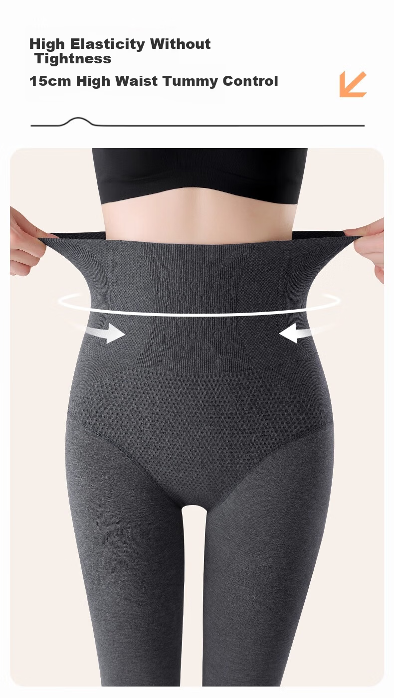 Caramella Women's Autumn Winter High Waist Tummy Control Butt Lift Fleece Lined Thickened Warm Leggings Black 10
