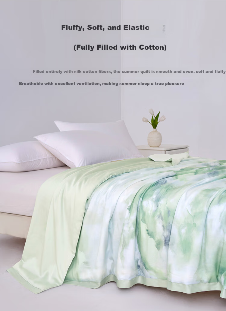 Ciyun Ice-Soft Cooling Silk Summer Quilt 100% Washable Silk Air-Conditioned Blanket 150*210cm Huaji 7