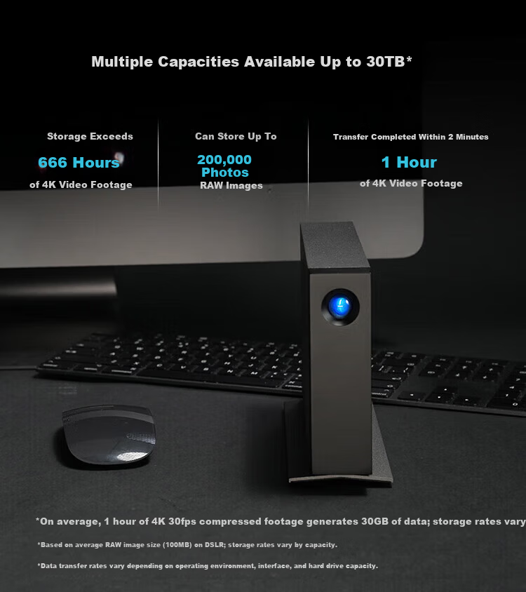 LaCie d2 4TB Enterprise-Class Desktop External Hard Drive 3.5-inch CMR Vertical Mechanical HDD Type-C USB 3.1 High-Speed with Data Recovery Service 6