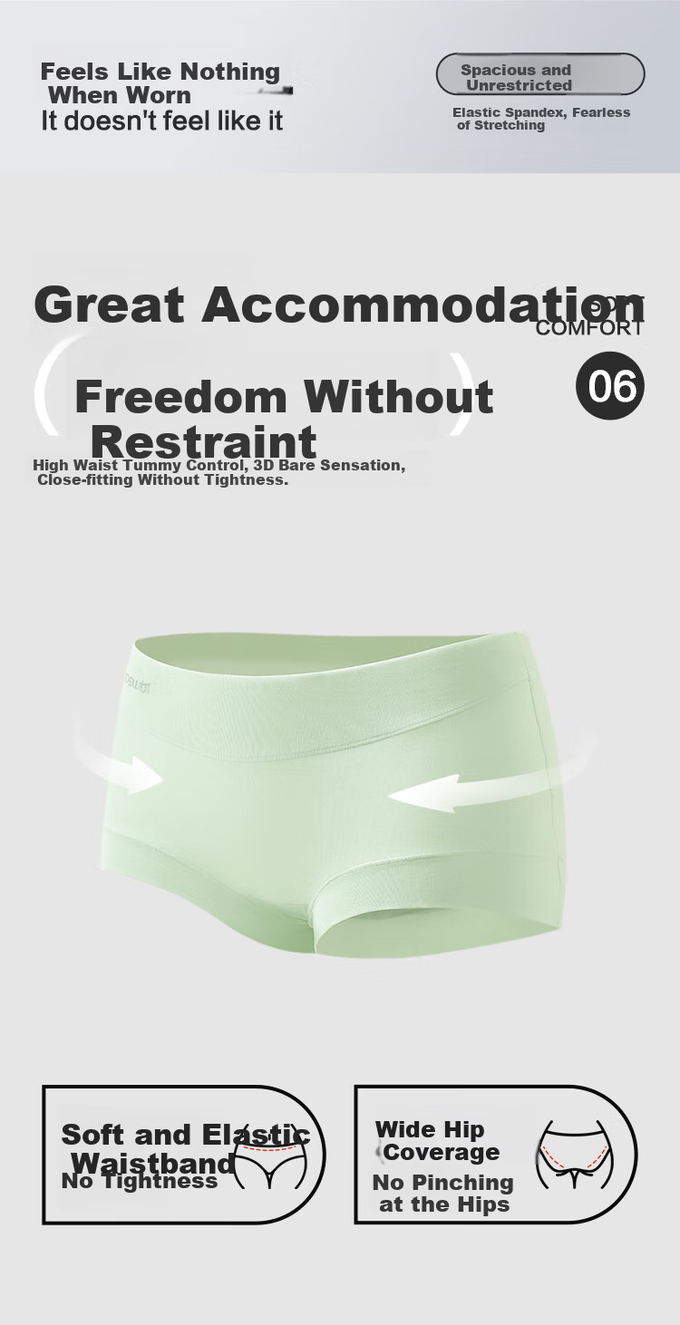 Hodo Home Women's Soft Cotton High-Waist Boyshort Underwear 7A Antibacterial Hip-Hugger 4-Pack Set 1 Size S 4