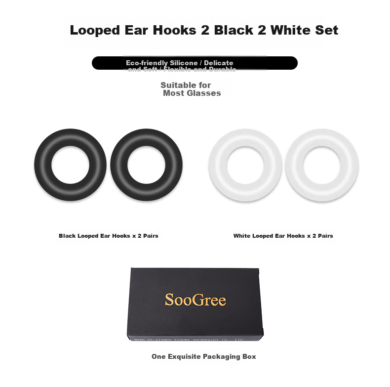 SooGree Anti-Slip Silicone Ear Hooks Replacement Eyeglass Temple Tips Accessories 17