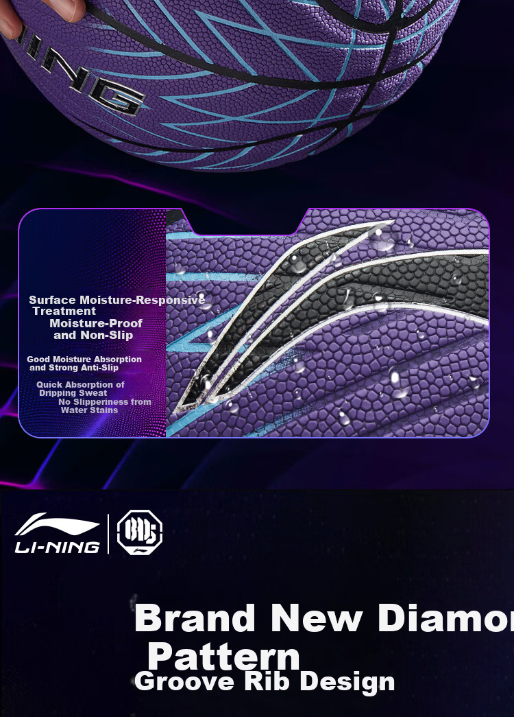 LI-NING Basketball Size 7 Adult Youth Indoor Outdoor Official Match Standard Non-Slip Wear-Resistant Gift Basketball 7