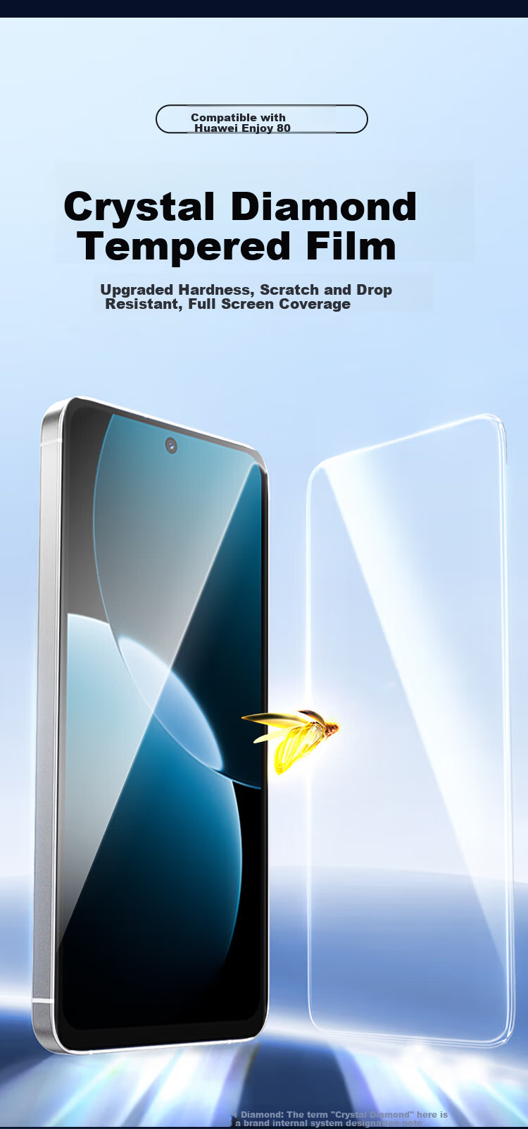 Kulefeng Tempered Glass Screen Protector for Huawei 70s Smartphone, Full Coverage Ultra-Thin HD Anti-Drop Shatterproof Protective Film with Fingerprint Sensor 2