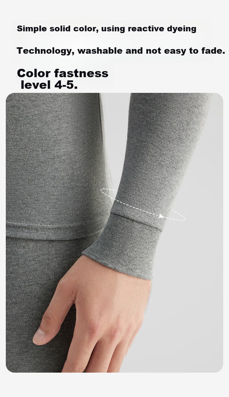 LangSha Men's Autumn Underwear Set, 100% Pure Cotton, Mid-High Collar, Antibacterial Base Layer, All-Cotton Sweater, Men's Thermal Underwear 9