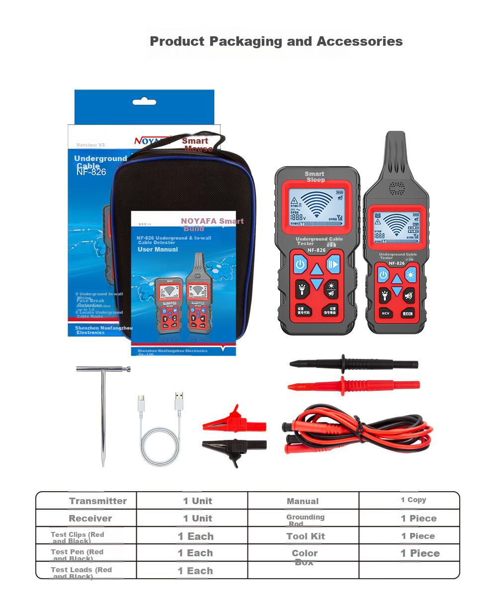 Smart Mouse NF-826 Multifunction Cable Tracer 220V Electrician Wire Detector High Voltage Underground Line Fault Tester 11