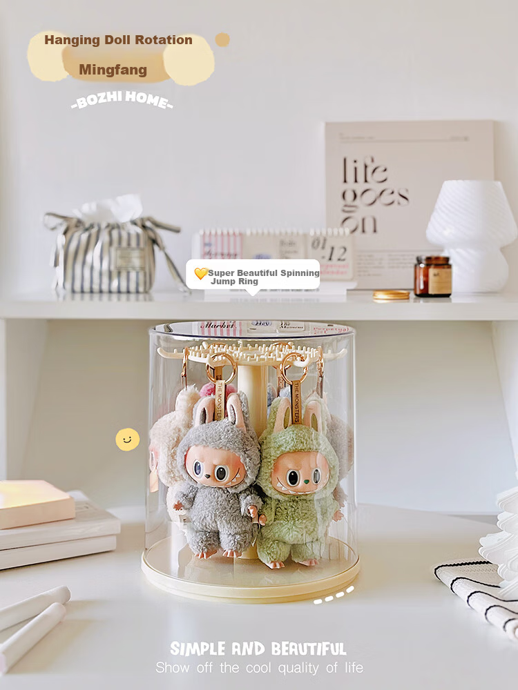 MESHD Labubu Hanging Display Box Rotating Transparent Labubu Plush Doll Figurine Blind Box Storage Display Stand 1
