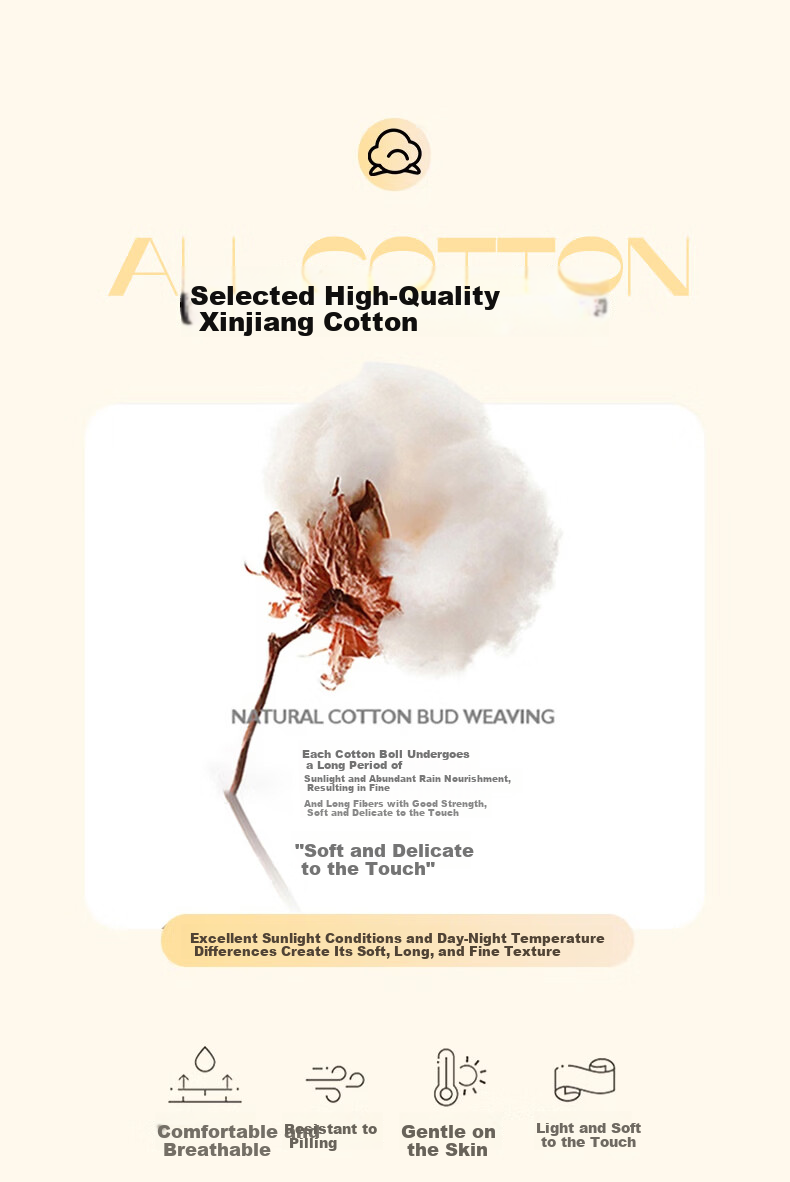 MUJI 100% Cotton 4-Piece Bedding Set for 1.5/1.8m Bed, Pure Cotton Bed Sheet and Duvet Cover 200x230cm 9
