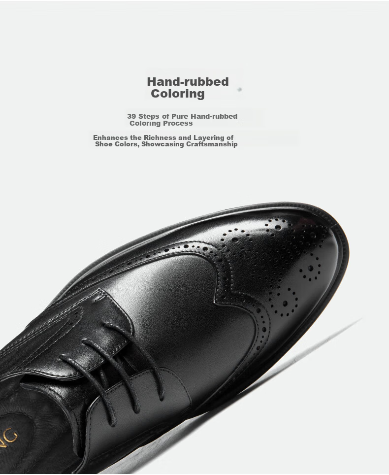 Aokang Men's Shoes, British Business Formal Leather Shoes, Men's Cowhide Comfortable Brogue Carved Wedding Banquet Shoes, Black, Size 41 5