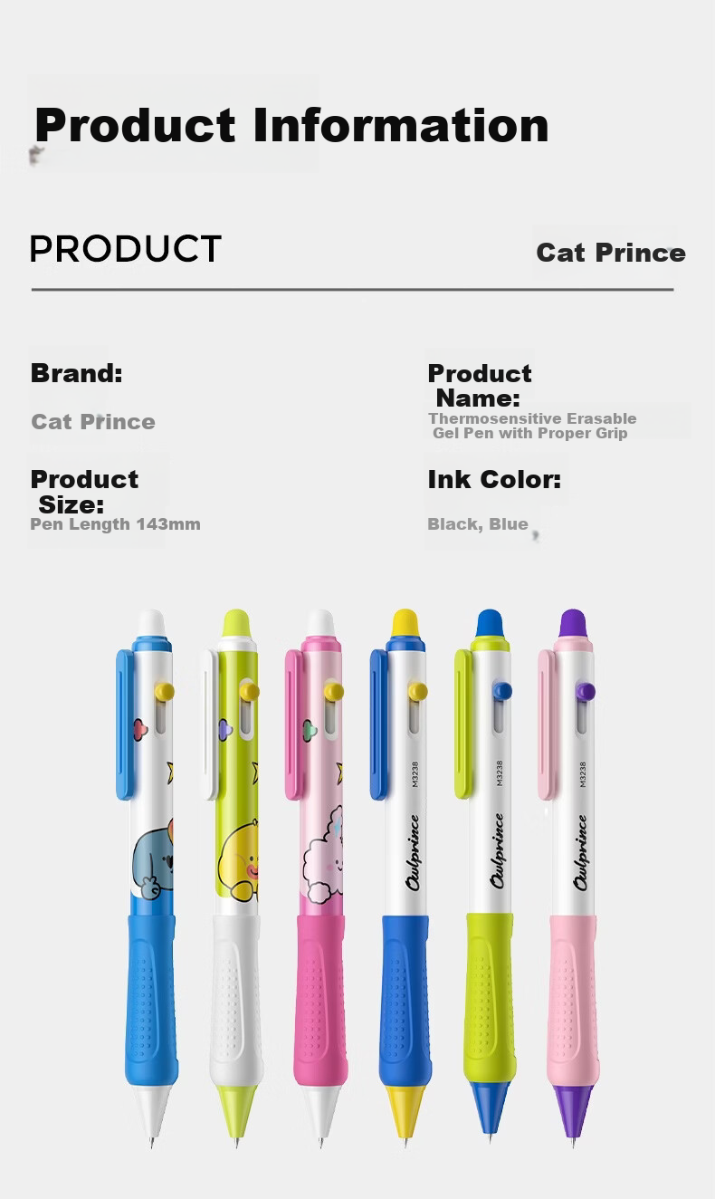 Maotaizi Giant Writing Gel Pen for Students' Exams, Large Capacity Black 0.5mm Practice Writing Red And Blue Ink Refill, Teacher's Direct Liquid Quick-Drying Pen, 5-Pack Stationery Supplies 15