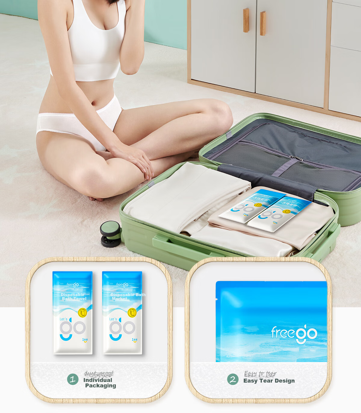 Freego Disposable Bath Towel Thickened Large Pearl Texture Portable Travel Set Non-Compressed 7 Packs 11