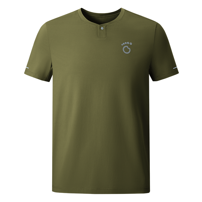 Macondo 26 Spring Summer New Sports Running Henry Shirt Moisture-Wicking Quick-Dry Cooling Short Sleeve T-Shirt Silent Green Men 4XL