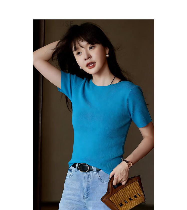 Mt Commuter Capsule Wardrobe Summer Minimalist Off-Shoulder Short Sleeve Knit Top Elegant Petite Women's Sweater 9