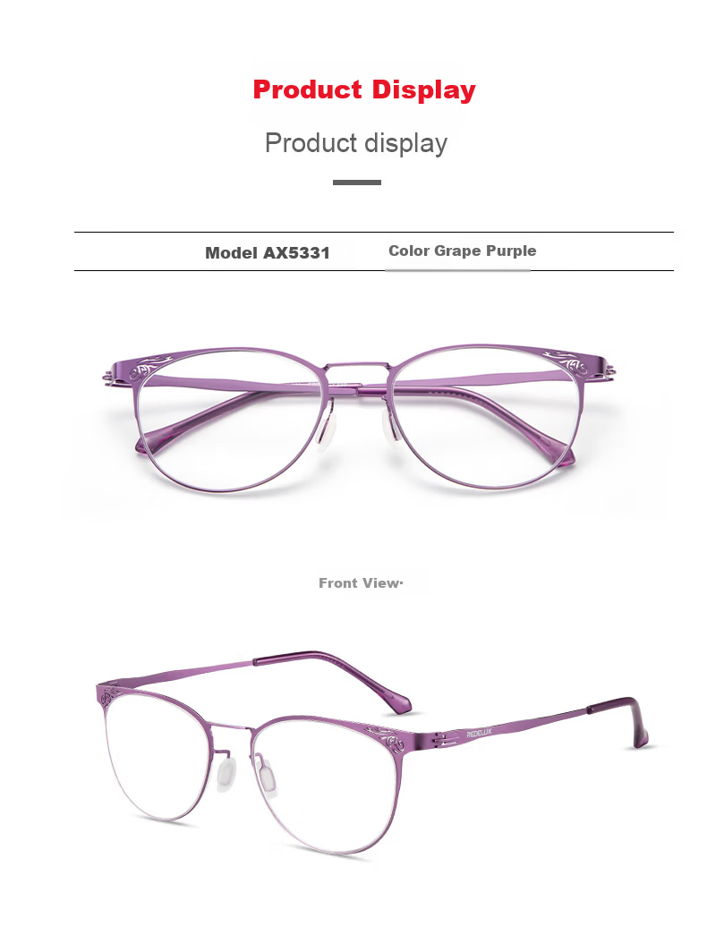 Sunset Red Women's Reading Glasses HD Blue Light Blocking Elegant Fashion Middle-aged and Elderly Presbyopic Glasses AX5331 250 Degree 10